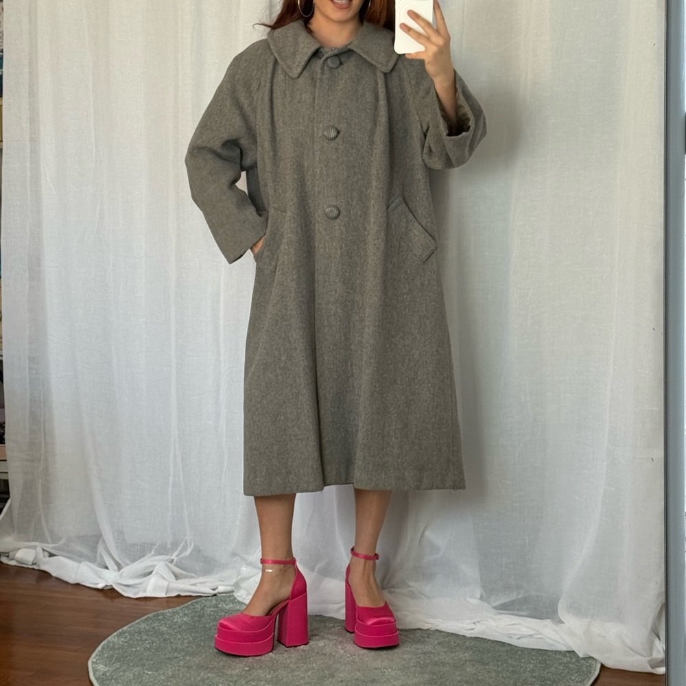 Gray Wool Coat with Large Buttons - image 2